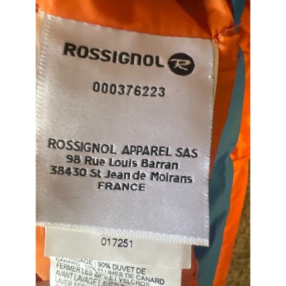 Rossignol Cesar Mens Orange Full-Zip Hooded Down Puffer Jacket Size M - Picture 9 of 11